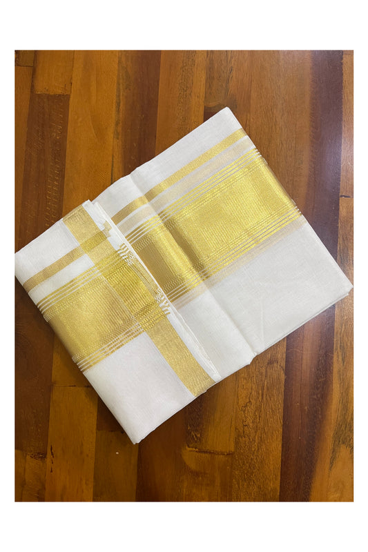 Southloom Super Premium Balaramapuram Unakkupaavu Handloom Wedding Kasavu Thick Border Mundu (South Indian Kerala Dhoti)