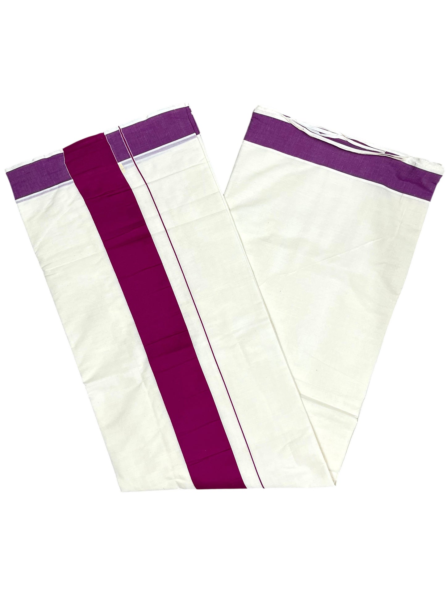 Southloom Kerala Pure Cotton Plain Kasavu Saree with Magenta Border 3 inch
