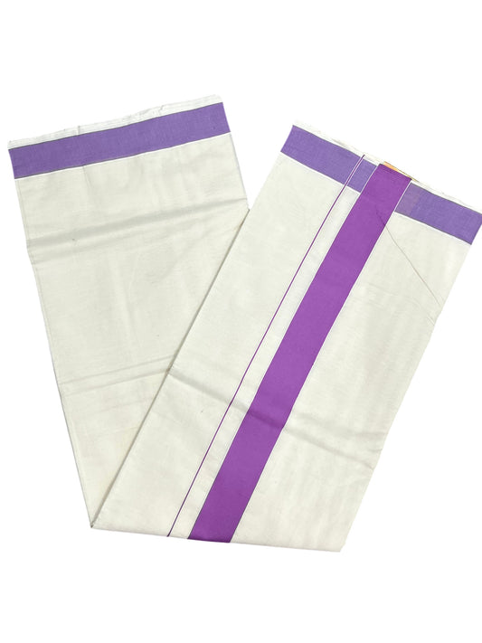 Southloom Pure Cotton Kerala Saree with Lavender Plain Border