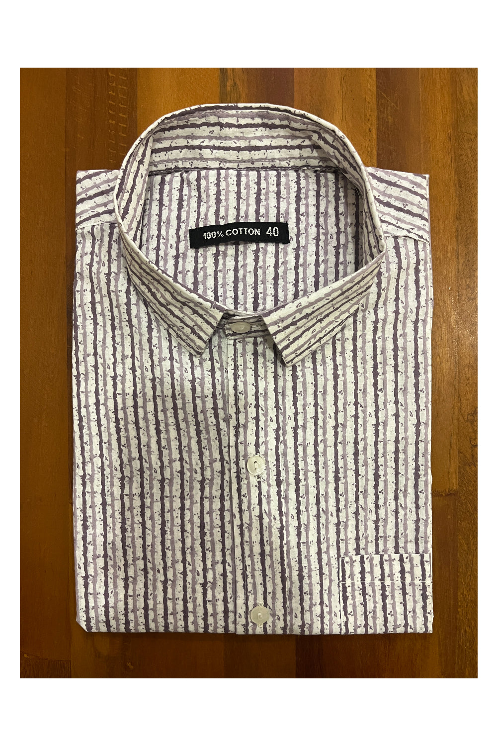 Southloom Jaipur Cotton White Grey Hand Block Printed Shirt (Half Sleeves)