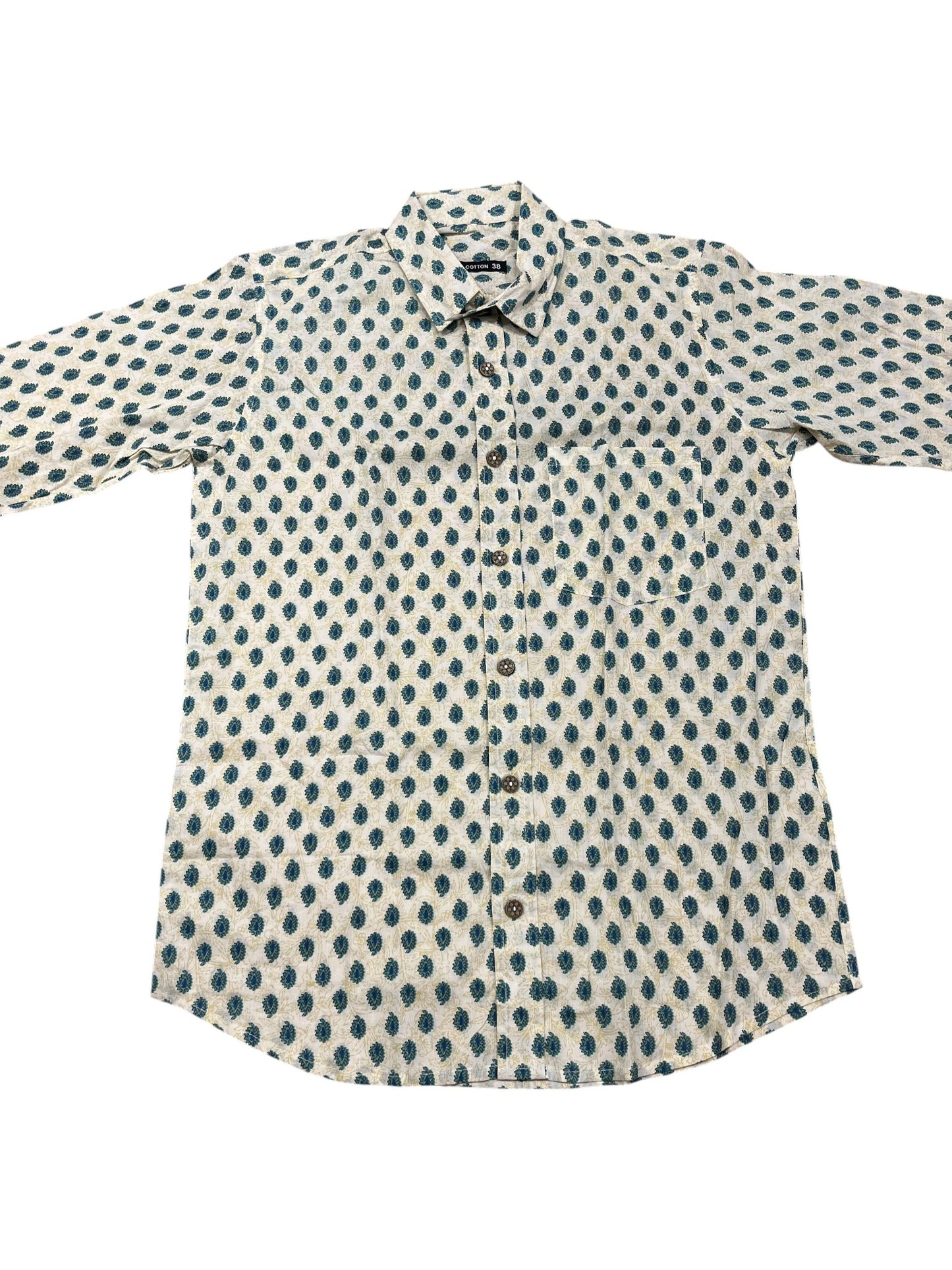 Southloom Jaipur Pure Cotton Block Printed Shirt for Men (Medium)