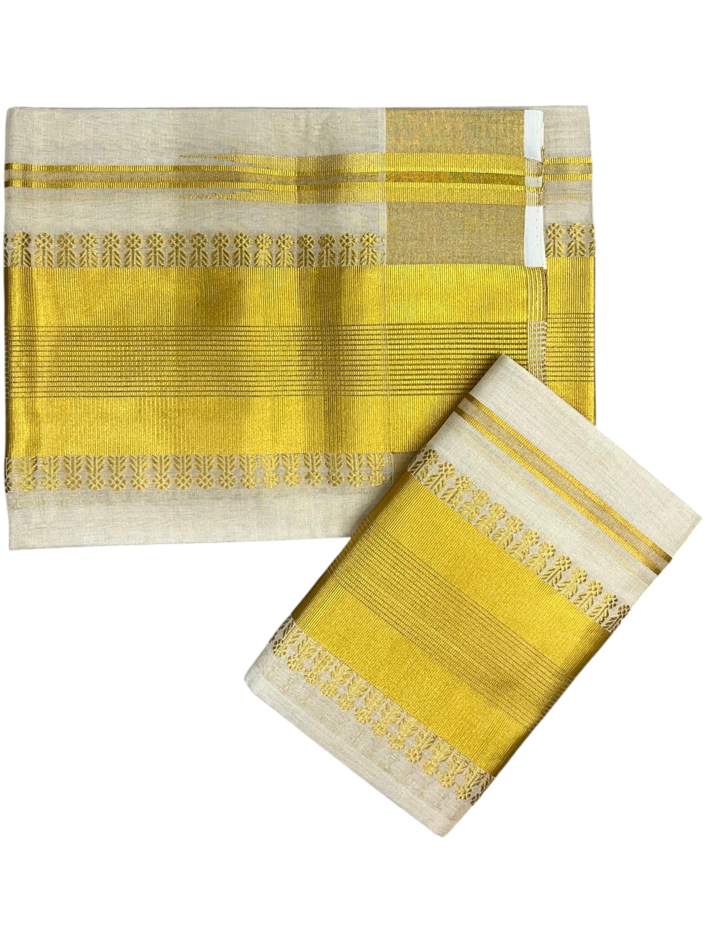 Southloom Premium Tissue Handloom Set Mundu with Chuttikara Kasavu Border (2.80 Mtr) SL632