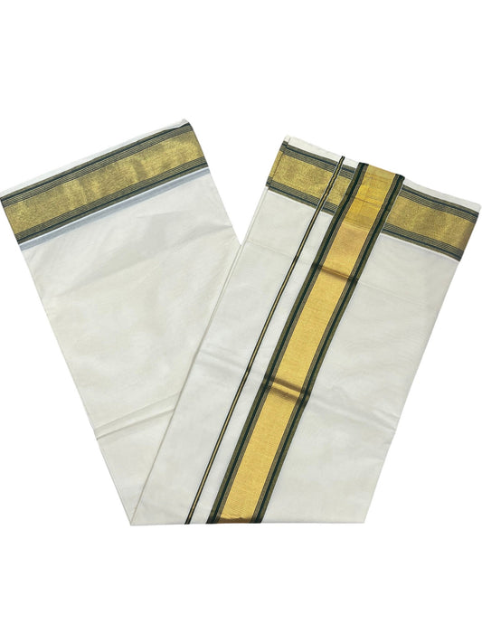 Southloom Kerala Cotton Kasavu Saree with Green Border