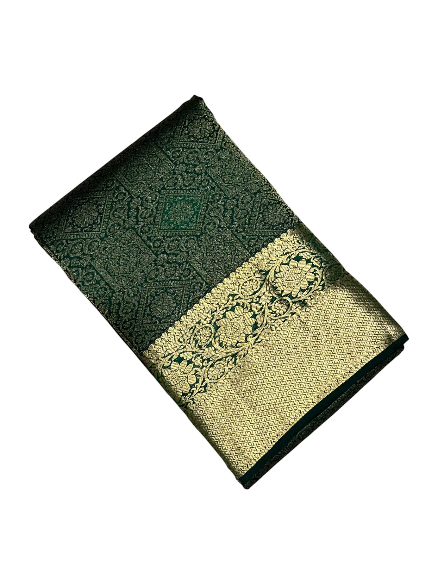 Southloom Pure Handloom Bridal Kanchipuram Silk Saree with Korvai Work (Green)