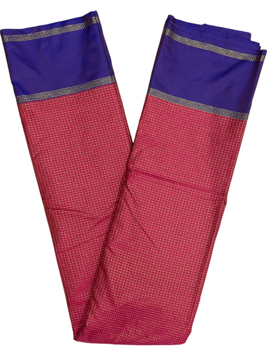 Southloom Semi Silk Saree with Micro Check on Body in Magenta And Violet