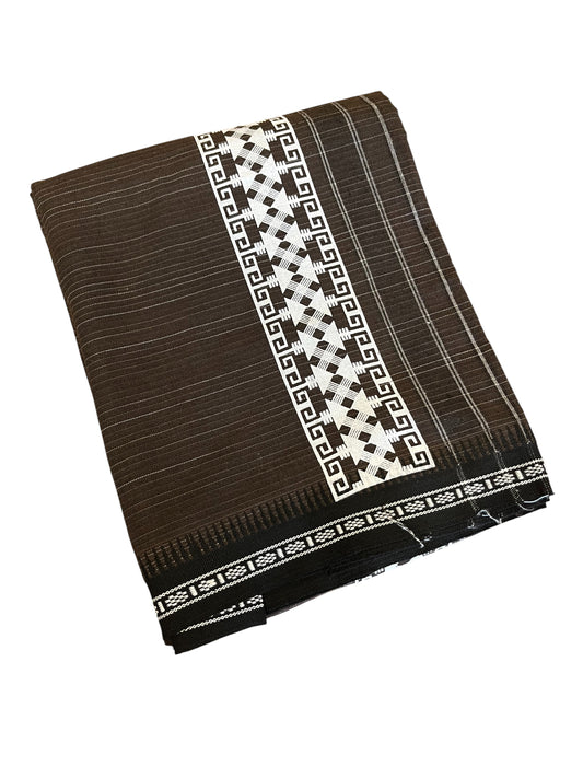 Southloom Brown Printed Single Mundu / Otta Mundu / Lungi (South Indian Kerala Dhoti)