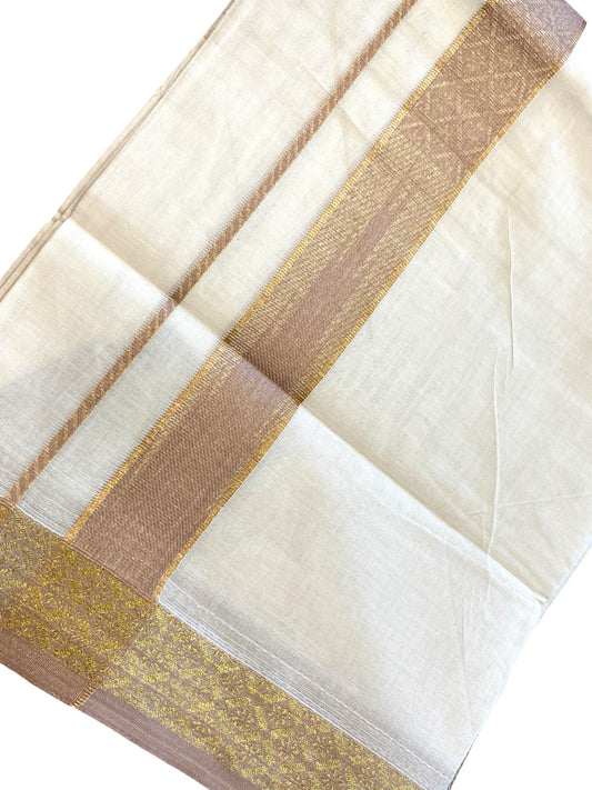 Southloom Kerala Pure Cotton Double Mundu with Kasavu Kara and Border (South Indian Dhoti)