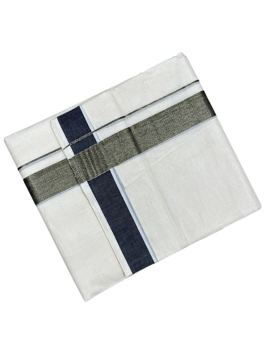 Southloom Kerala Pure Cotton Double Mundu with Black Border (South Indian Dhoti)