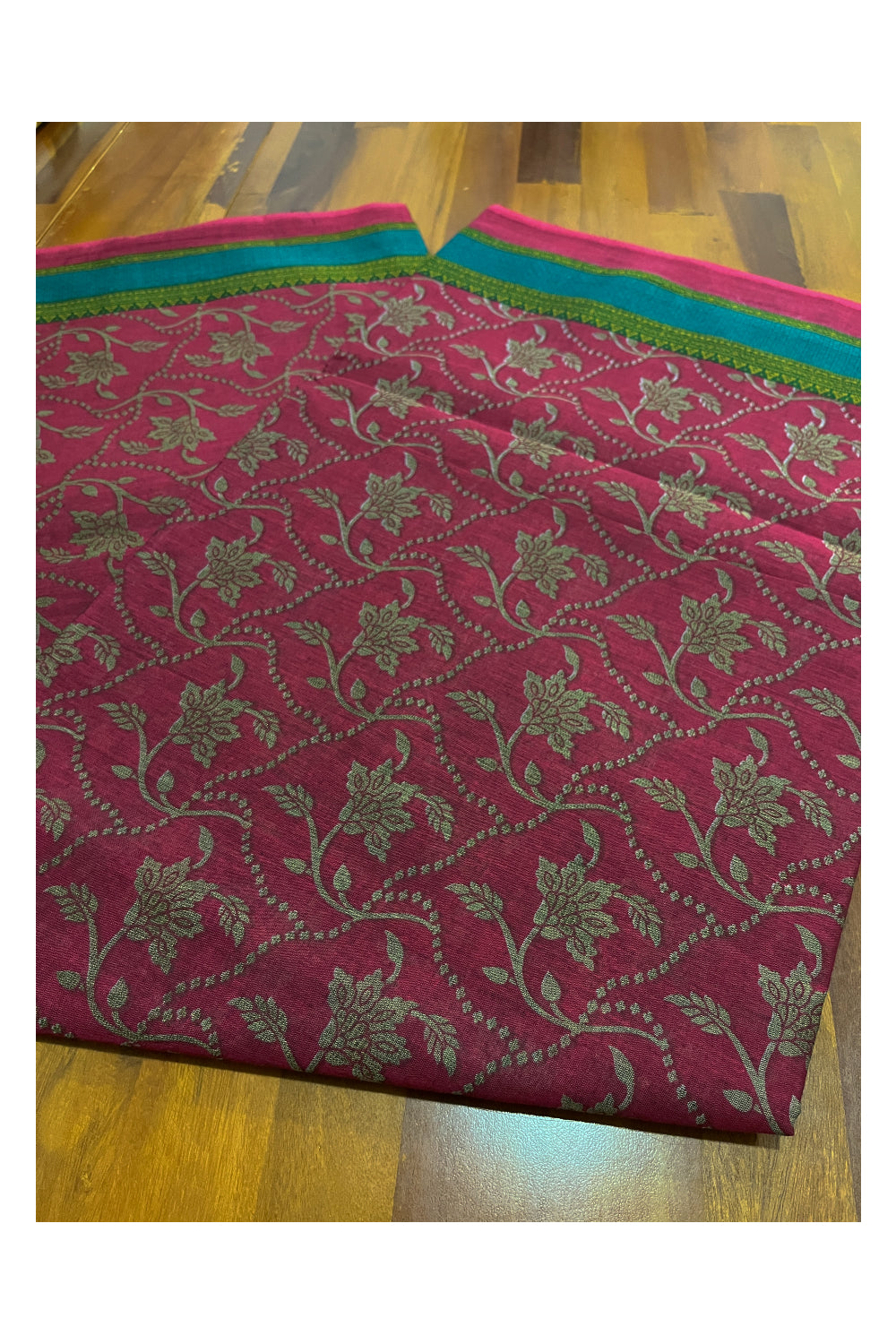 Southloom Cotton Red Designer Printed Saree