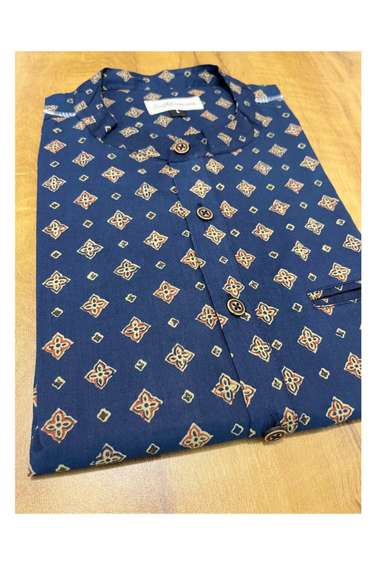 Southloom Blue Short Kurta with Block Prints