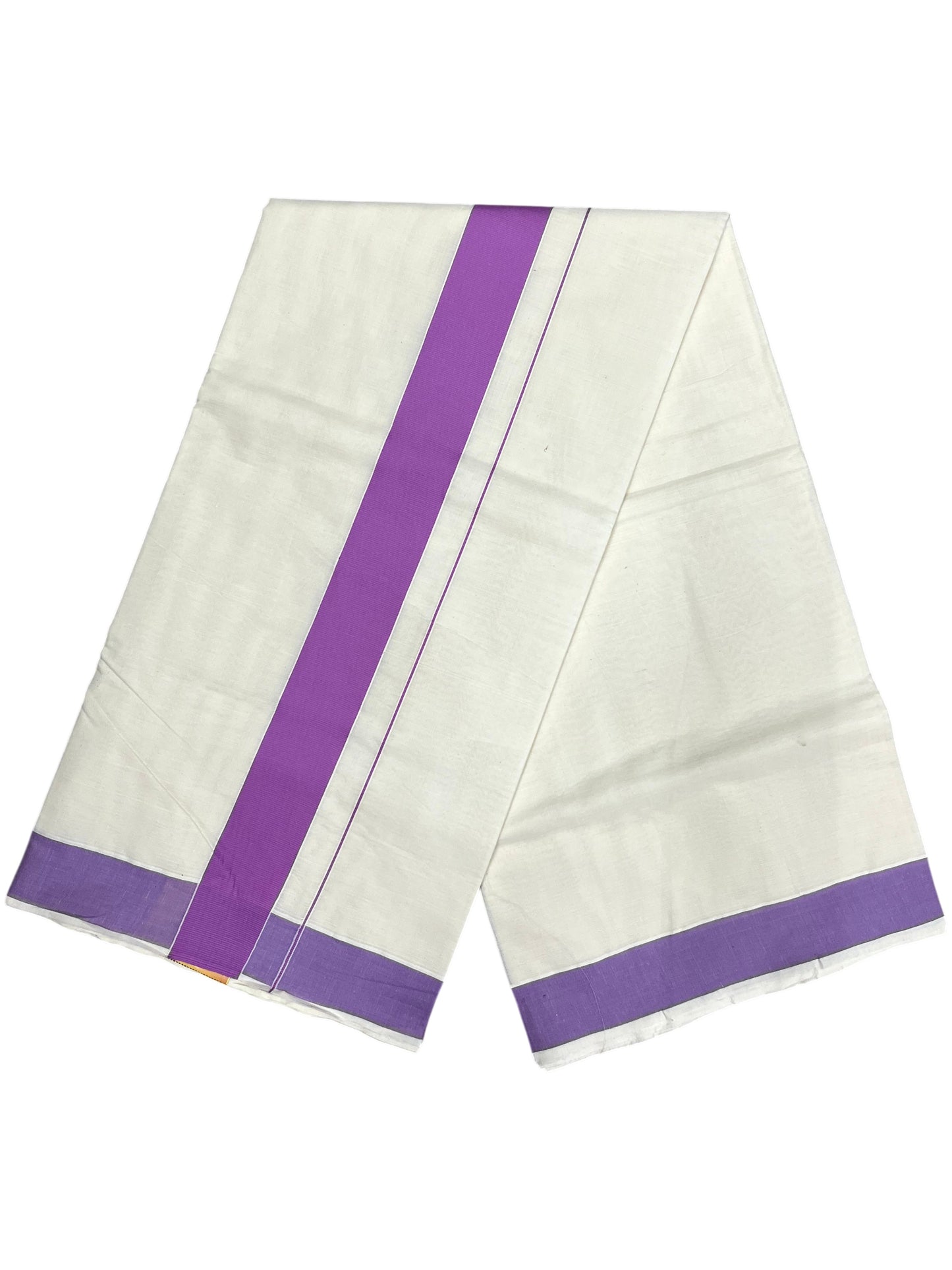 Southloom Pure Cotton Kerala Saree with Lavender Plain Border