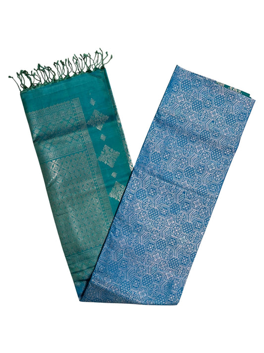 Southloom Pure Handloom Bridal Kanchipuram Silk Saree with Korvai Work (Blue)