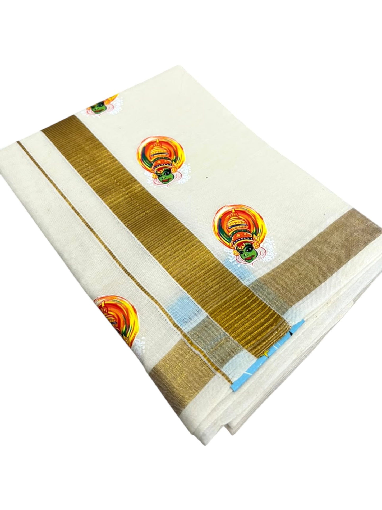 Southloom Cotton Kasavu Printed Kids's Velcro Mundu SLK