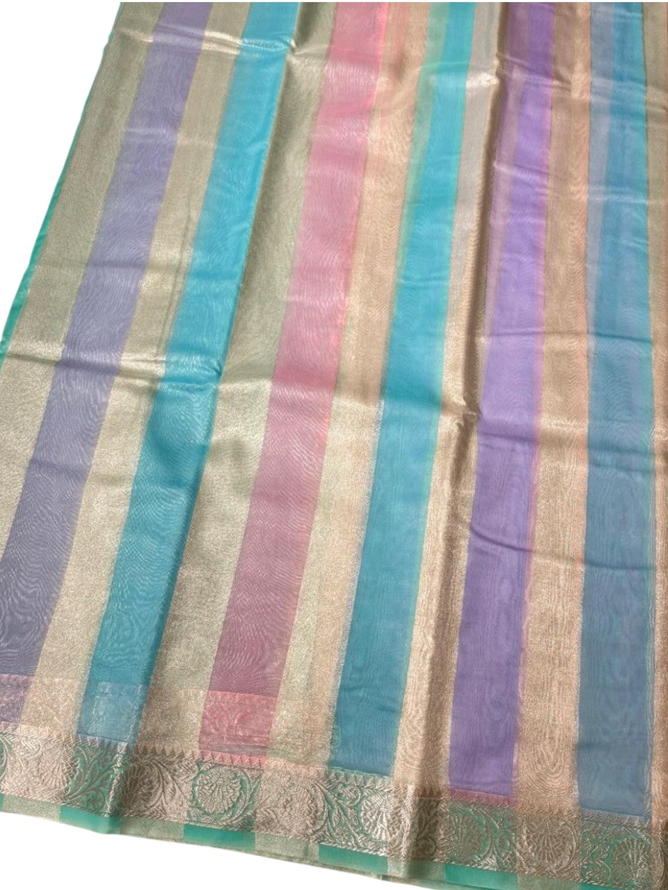 Southloom Tissue Organza Saree With Stripes Design in Multicolour SL353