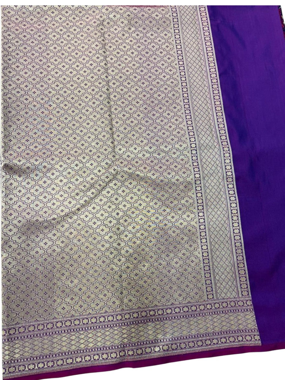 Southloom Pure Banarasi Silk Saree with Woven Work on Body and Borders (Blue And Magenta)