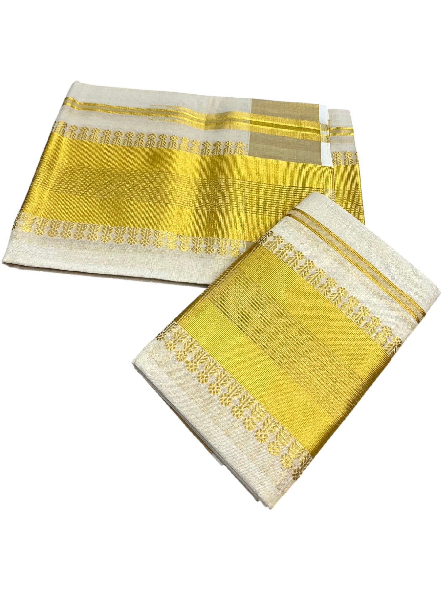 Southloom Premium Tissue Handloom Set Mundu with Chuttikara Kasavu Border (2.80 Mtr) SL632
