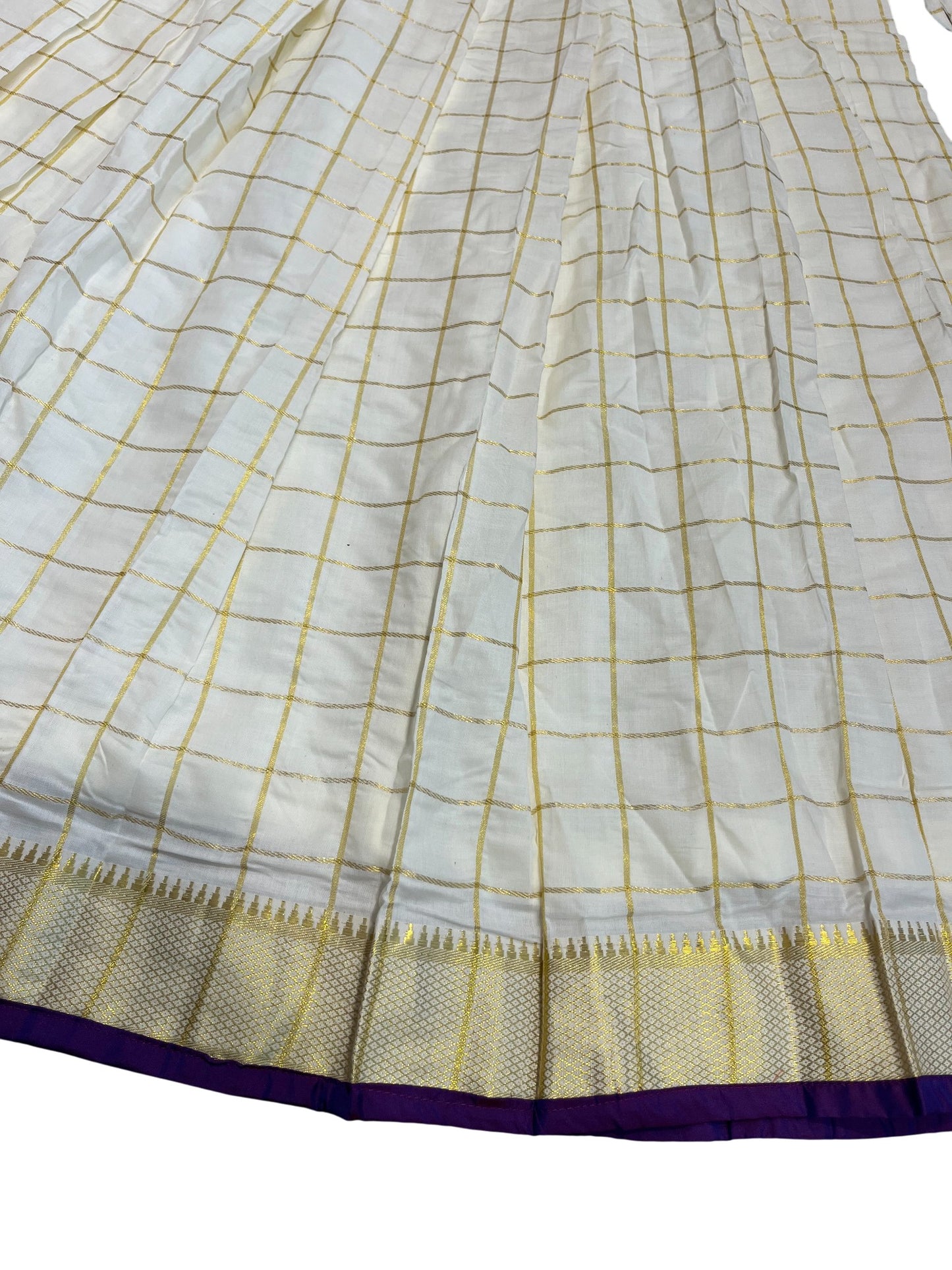 Pavada Rop Thread Southloom Stitched Cotton Dhavani Set with Pavada and Violet Blouse Pi ...