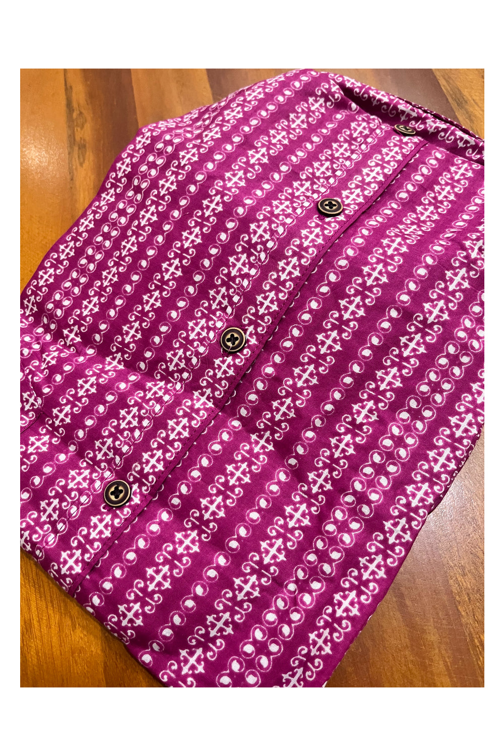 Southloom Jaipur Cotton Hand Block Printed Magenta Shirt (Full Sleeves)