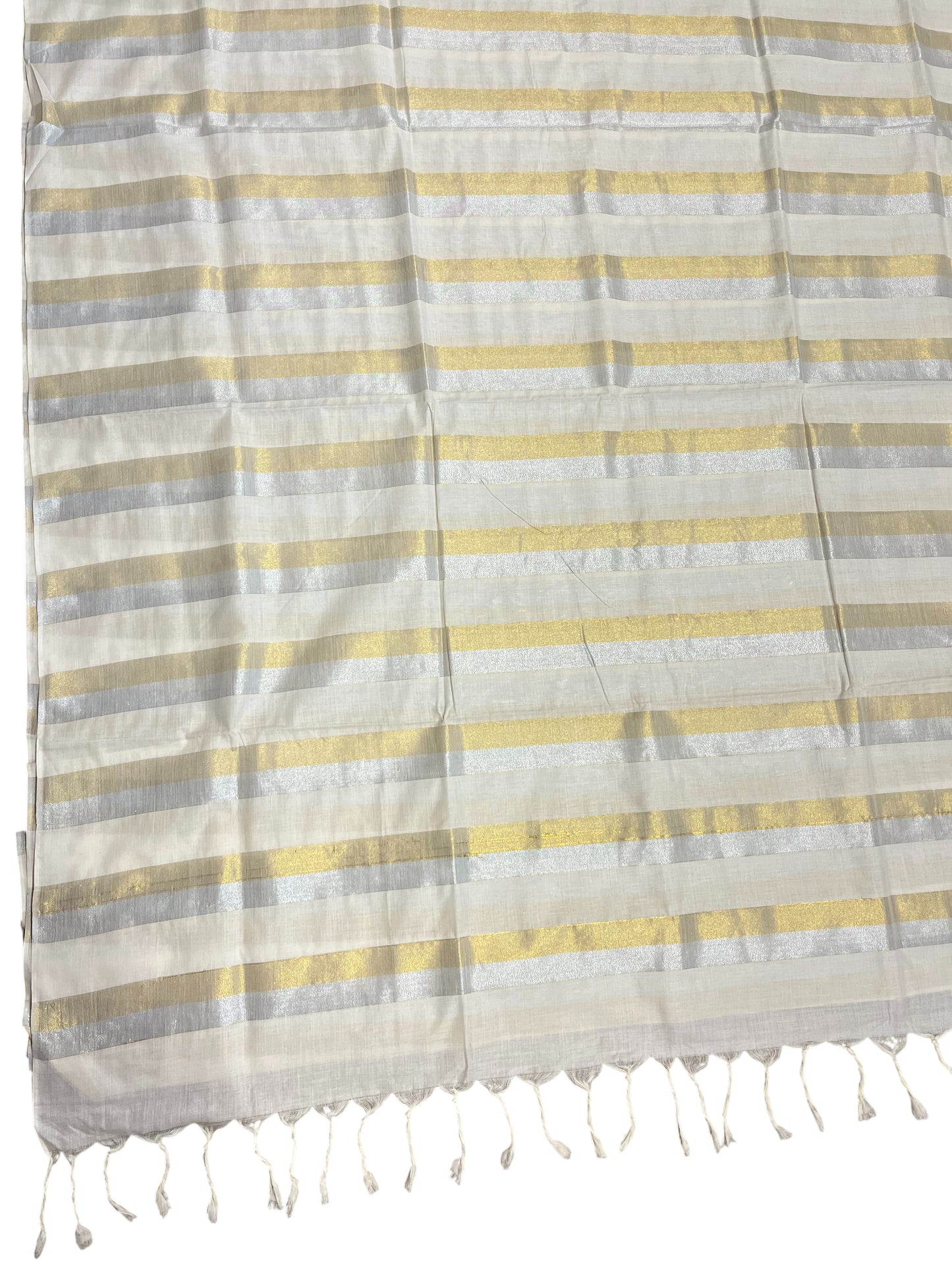 Southloom Pure Cotton Kerala Kasavu & Silver Lines Saree