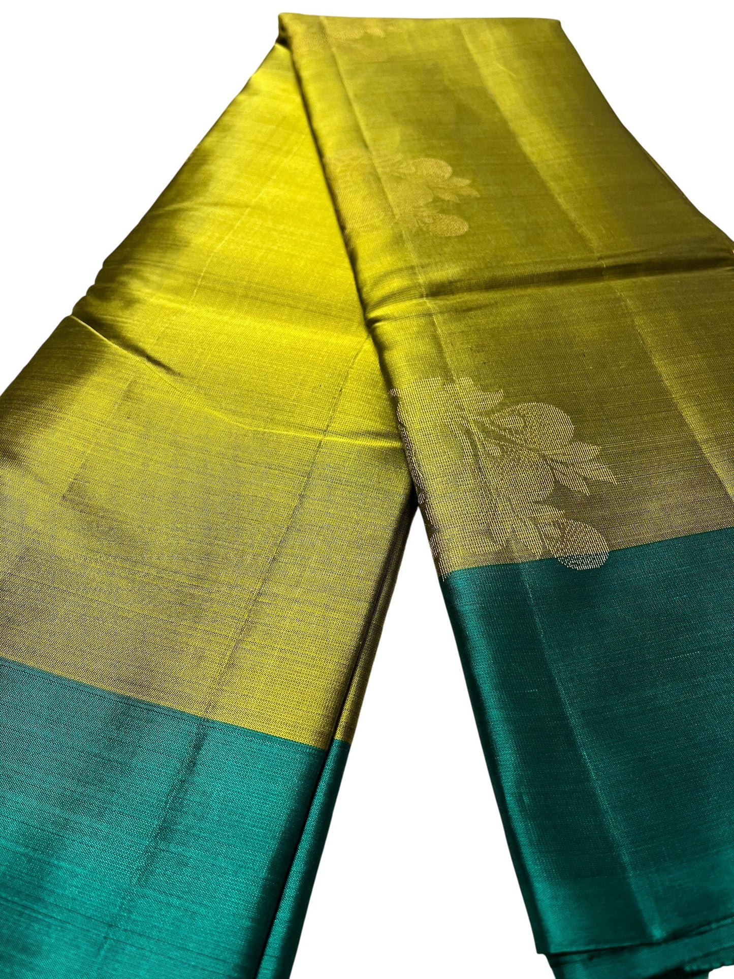 Southloom Pure Handloom Kanchipuram Silk Saree with Butta Work (Green & Blue)