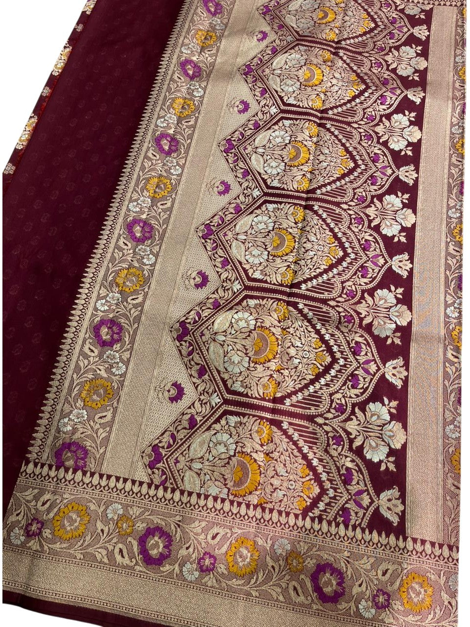 Southloom Pure Banarasi Silk Saree with Woven Work on Body and Borders (Purple)