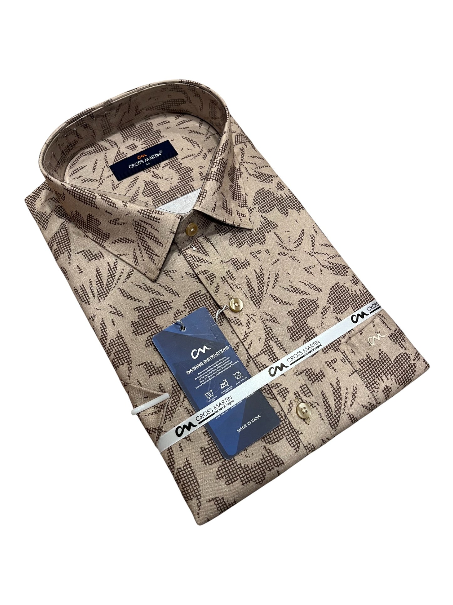 Southloom Pure Cotton Brown Printed Shirt (44 HS)