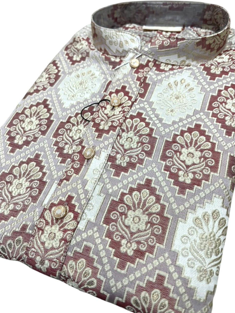 Southloom Woven Patterns Semi Silk Short Kurta for Men SL590