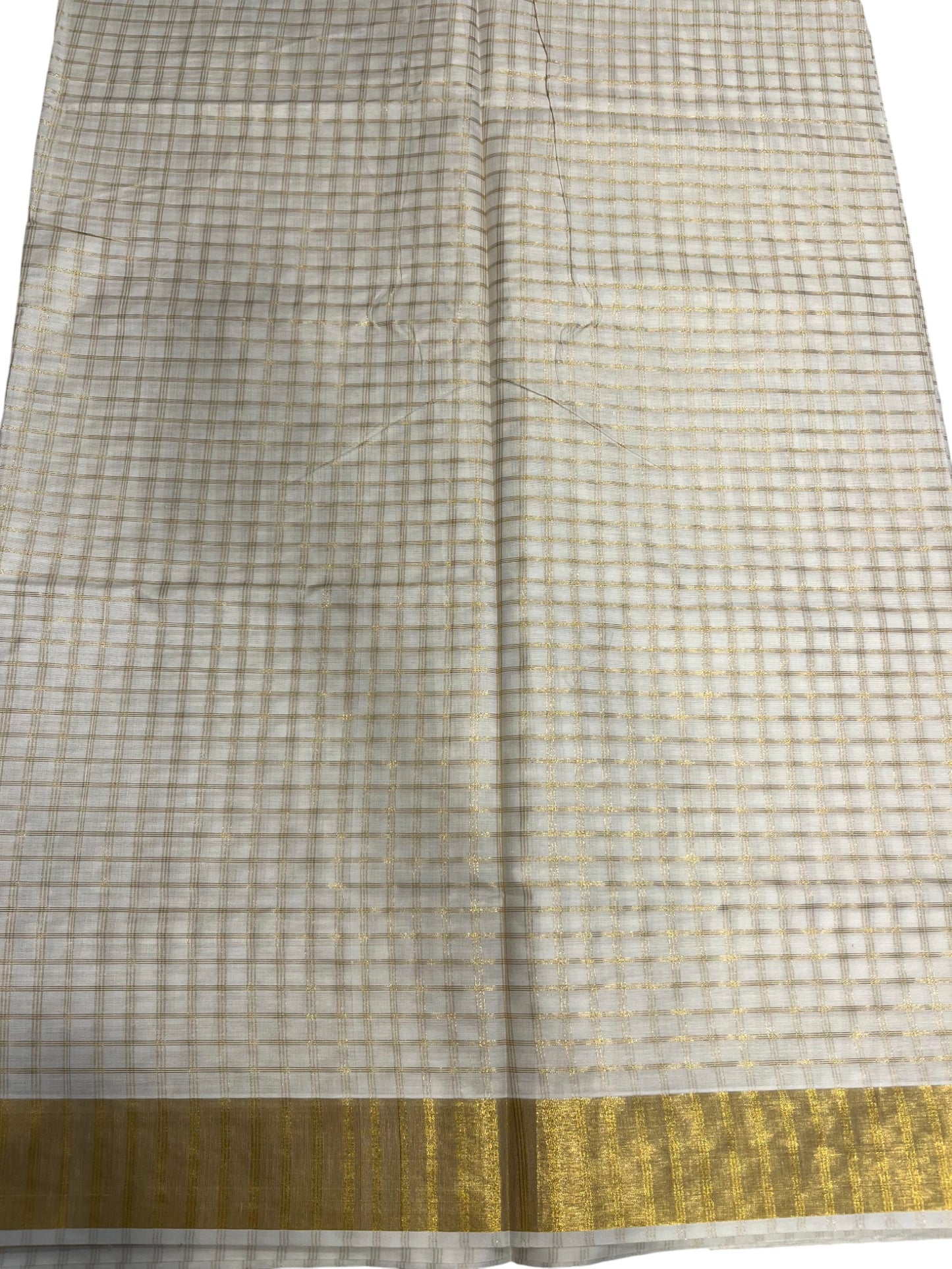 Southloom Pure Cotton Kerala Kasavu Check Saree with Woven Work