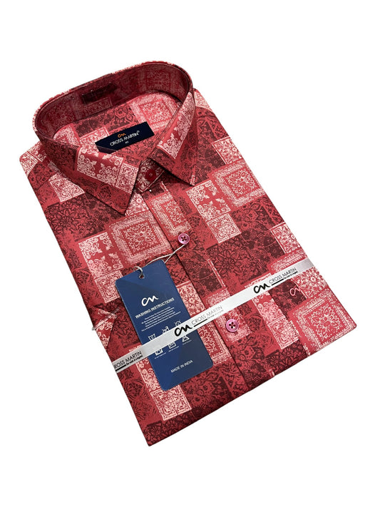Southloom Pure Cotton Peach Printed Shirt (40 HS)