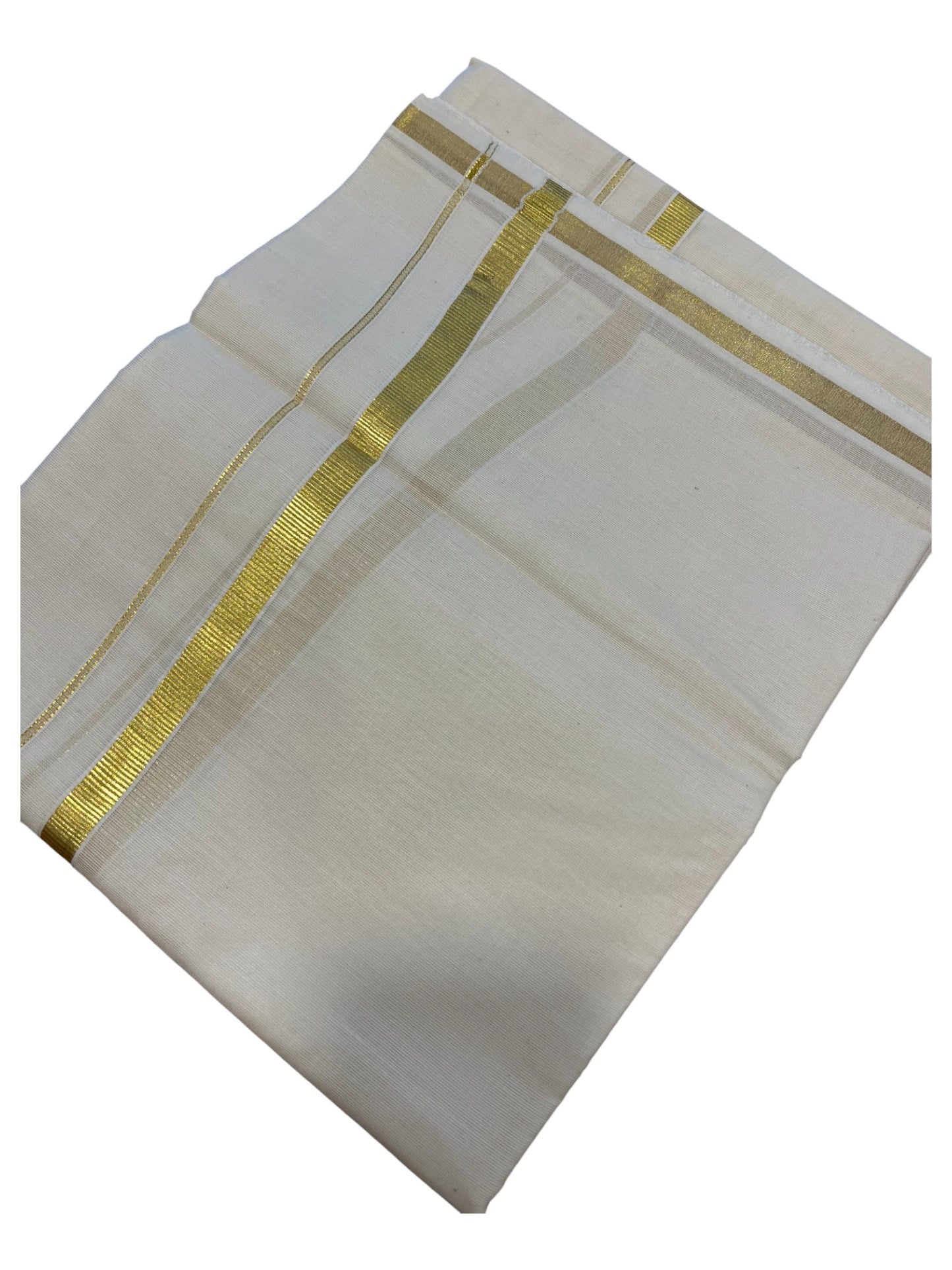 Southloom Pure Cotton Mundu with Gold Kasavu (South Indian Kerala Dhoti)