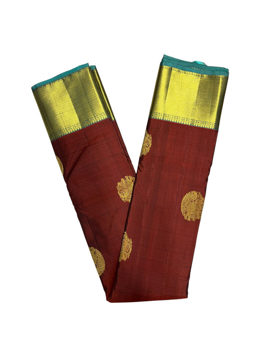 Southloom Premium Bridal Handloom Kanchipuram Silk Saree With Butta Works