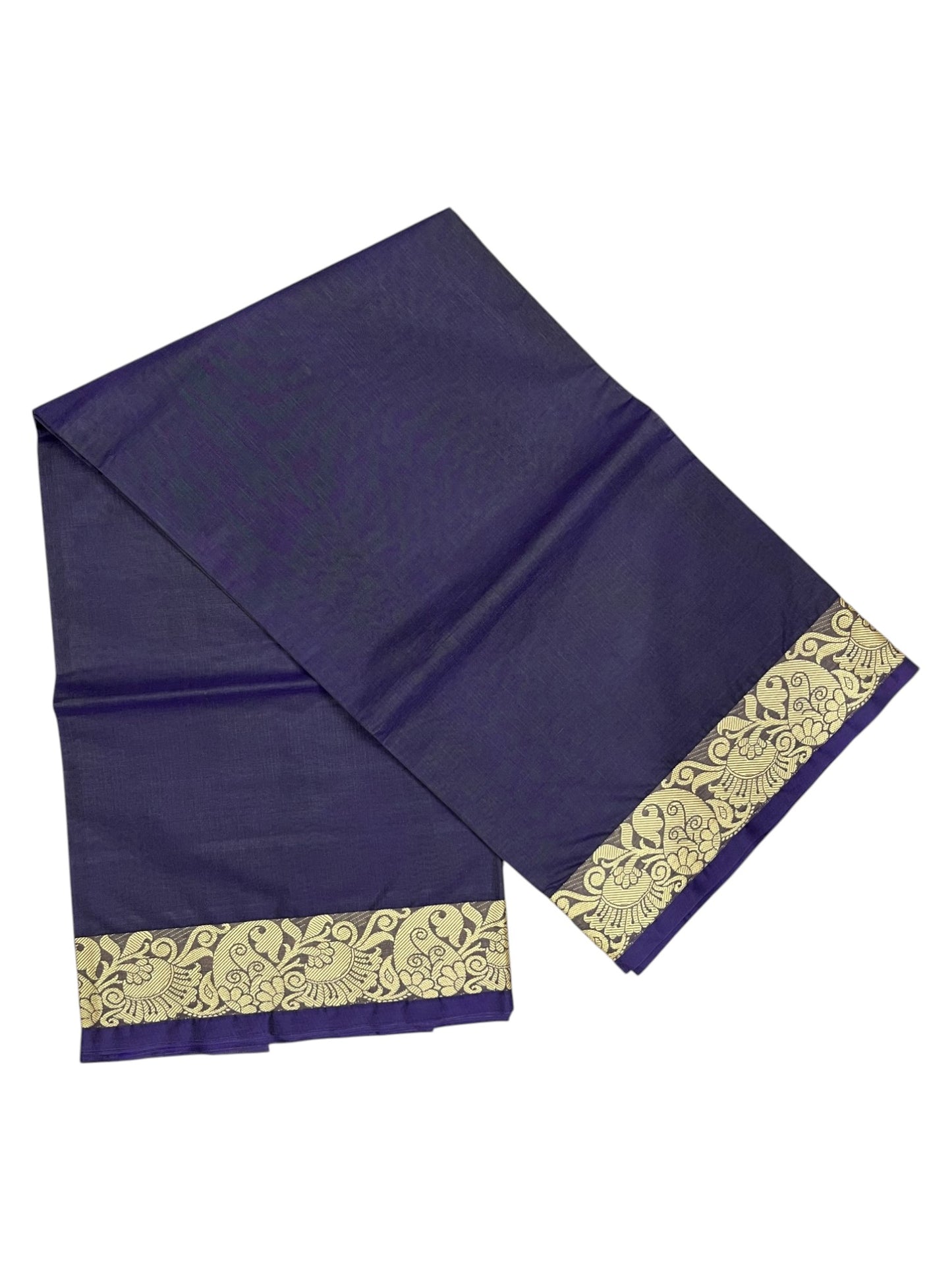 Southloom Kerala Cotton Saree with Floral Woven Works Across Body in Violet