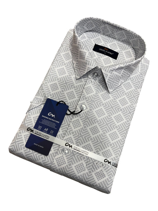 Southloom Pure Cotton Off-White Printed Shirt (XL HS)