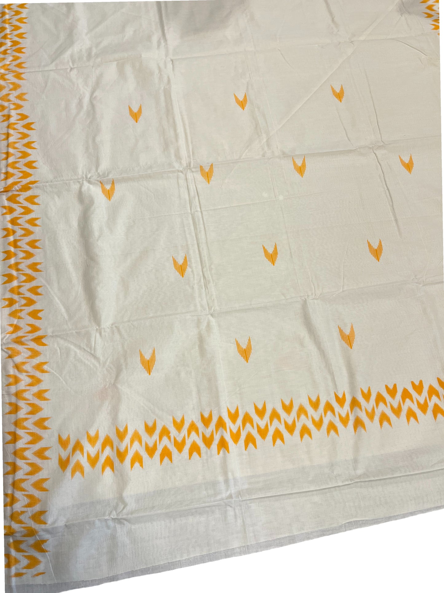Southloom Ikat Design Yellow Printed Saree with Blouse Piece