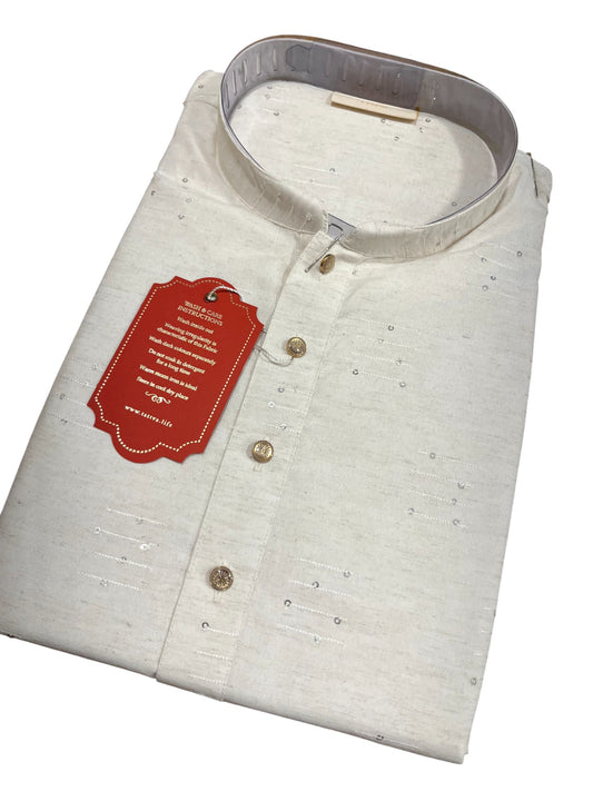 Southloom Semi Silk Short Kurta for Men in White Colour