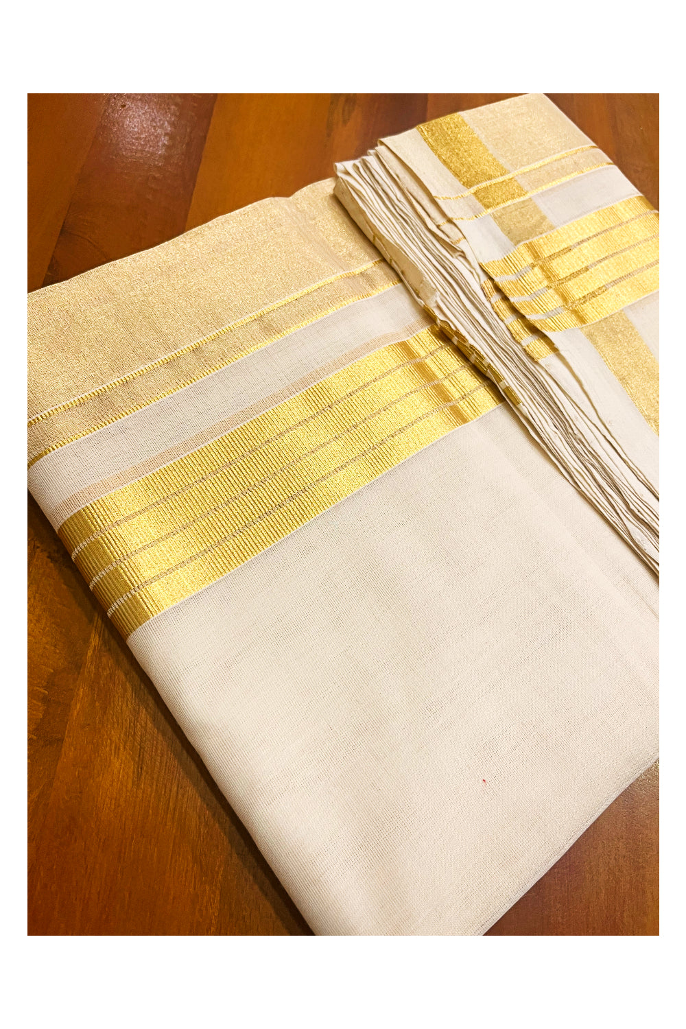 Southloom Premium Balaramapuram Handloom Wedding Mundu with Kasavu Lines Woven Border (South Indian Kerala Dhoti)