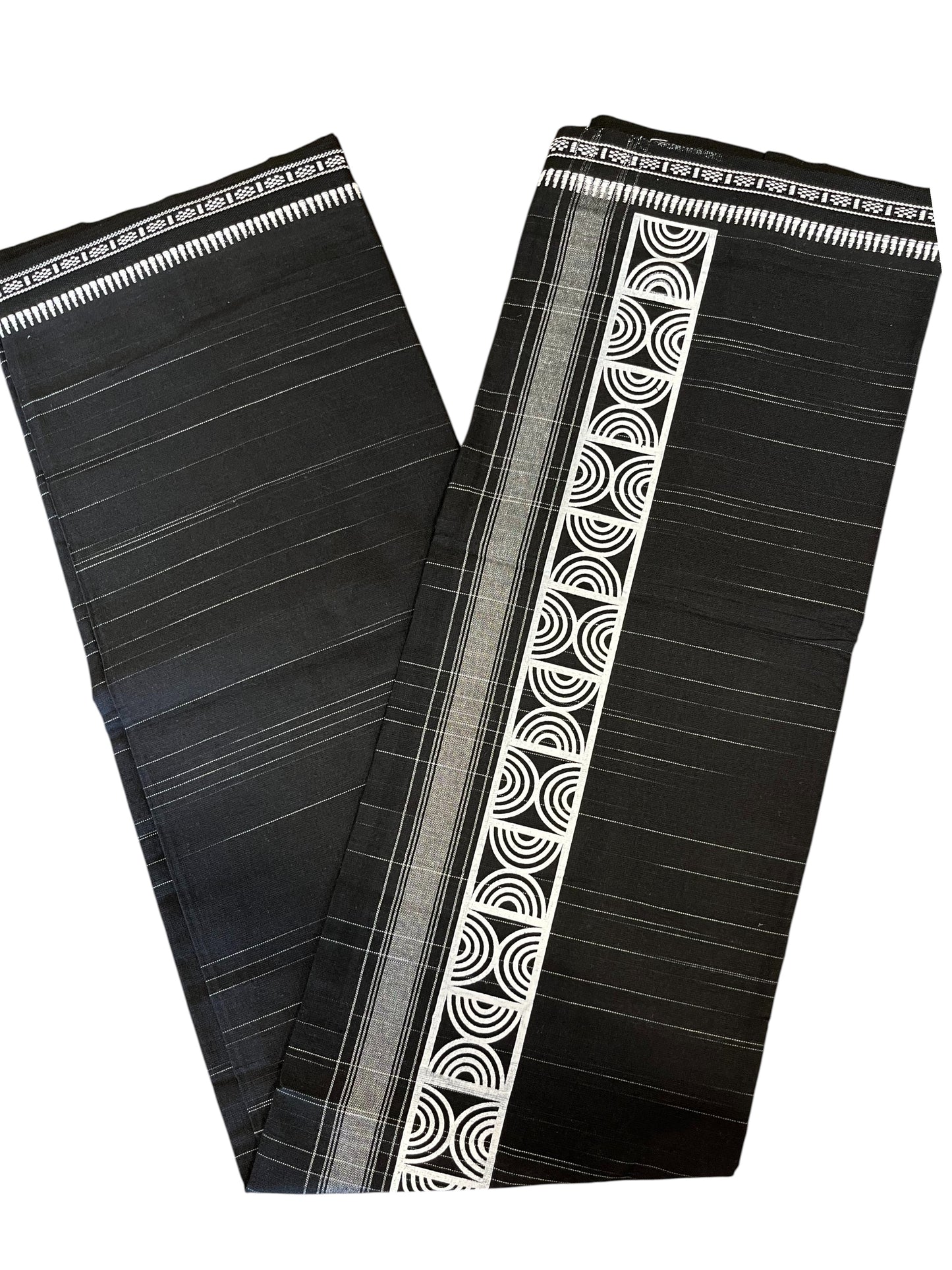 Southloom Black Printed Single Mundu / Otta Mundu / Lungi (South Indian Kerala Dhoti)