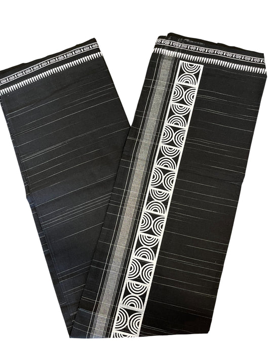 Southloom Black Printed Single Mundu / Otta Mundu / Lungi (South Indian Kerala Dhoti)