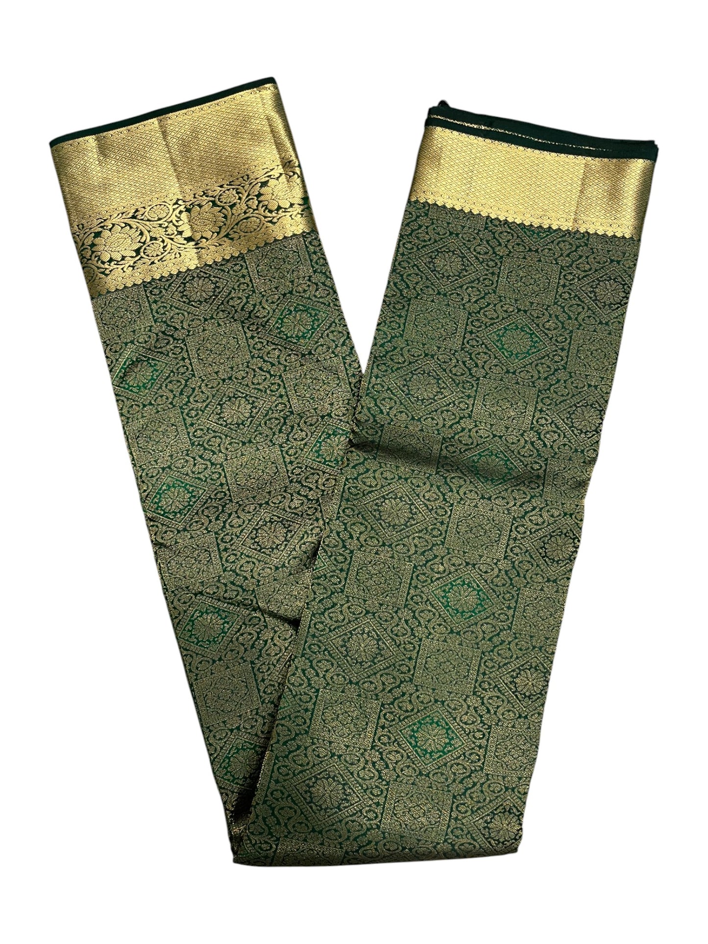 Southloom Pure Handloom Bridal Kanchipuram Silk Saree with Korvai Work (Green)