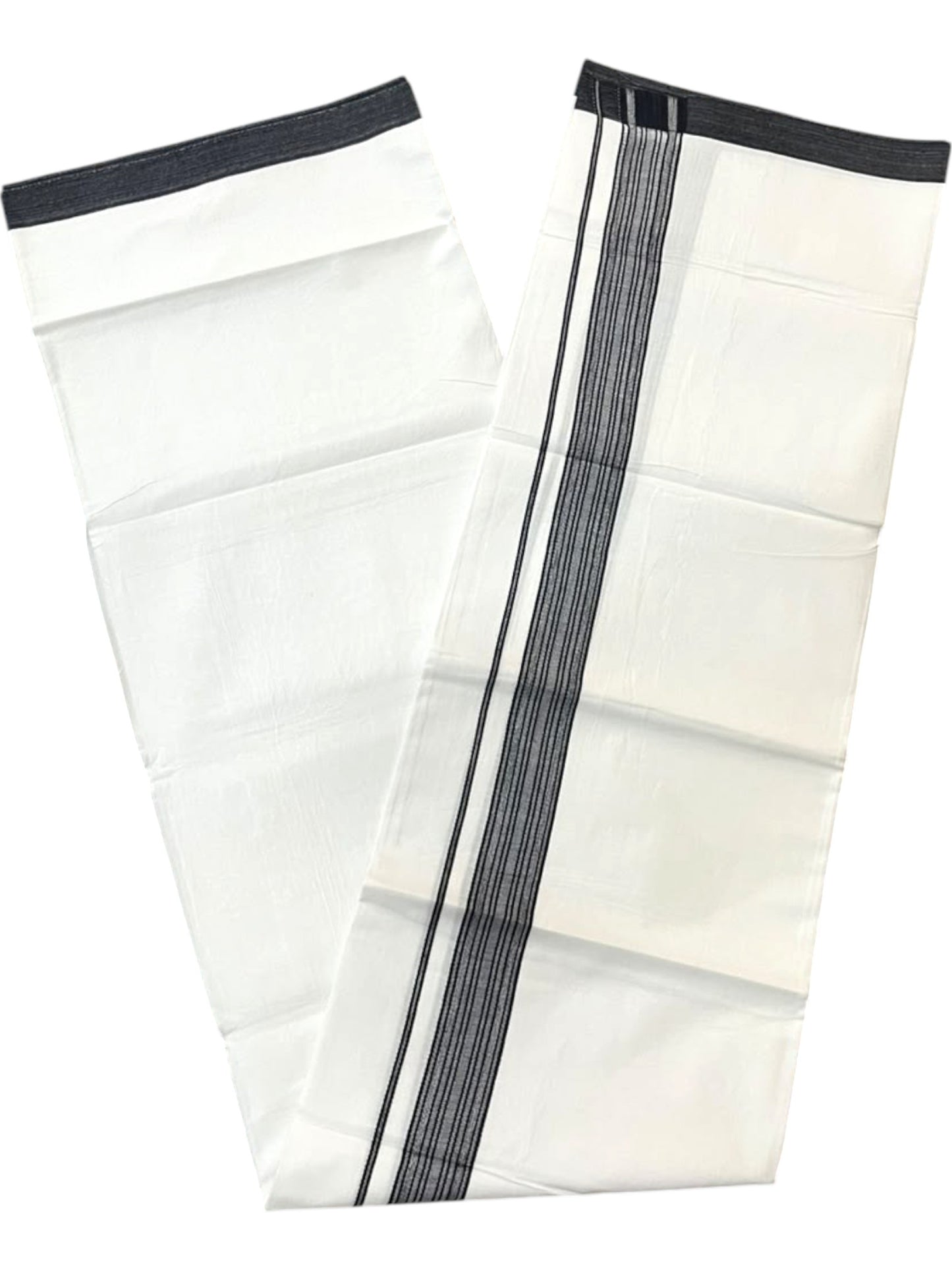 Southloom Pure White Single Cotton Mundu with Black Border (South Indian Kerala Dhoti)