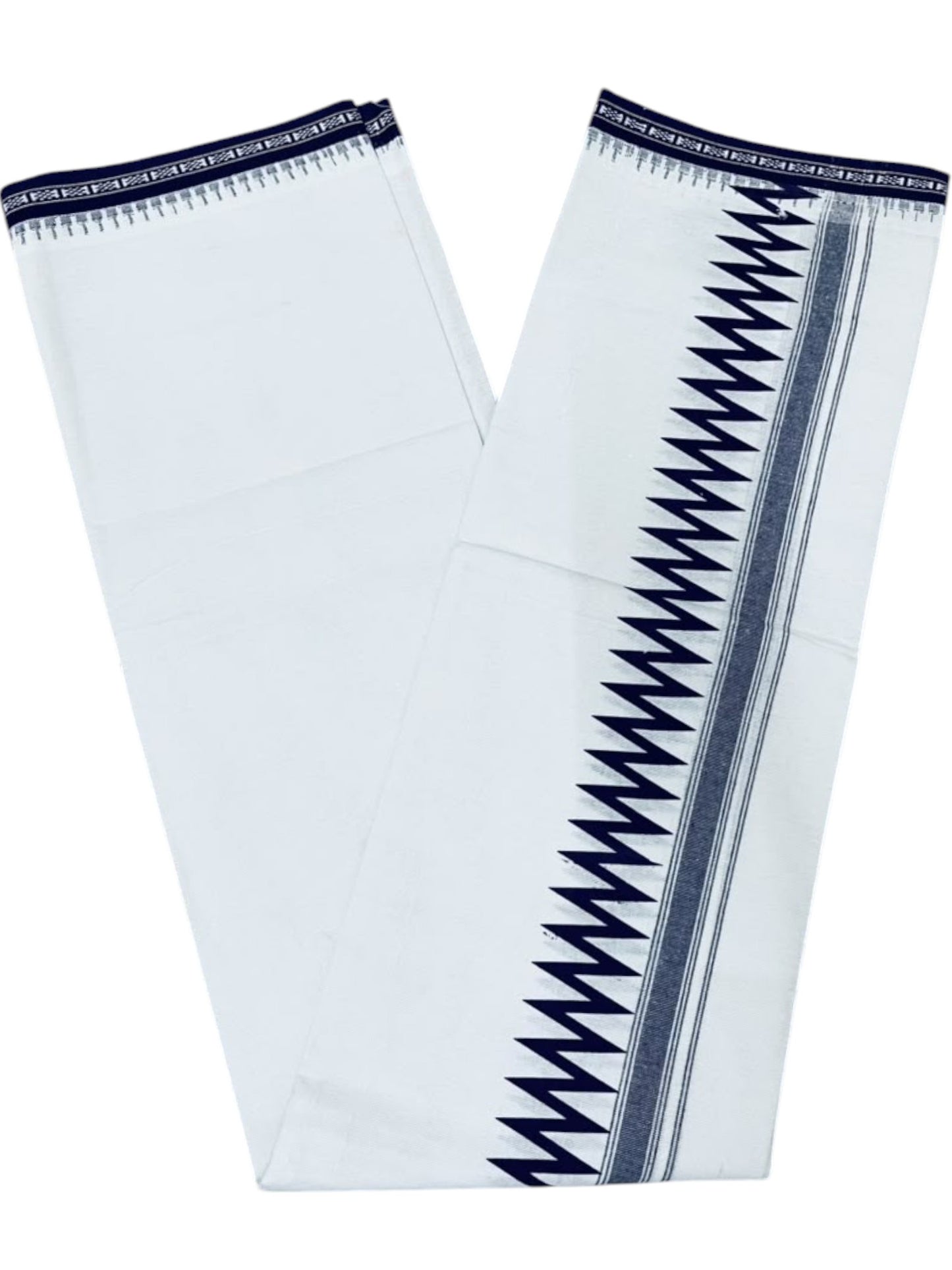 Southloom White Purple Printed Single Mundu / Otta Mundu / Lungi (South Indian Kerala Dhoti) SL622
