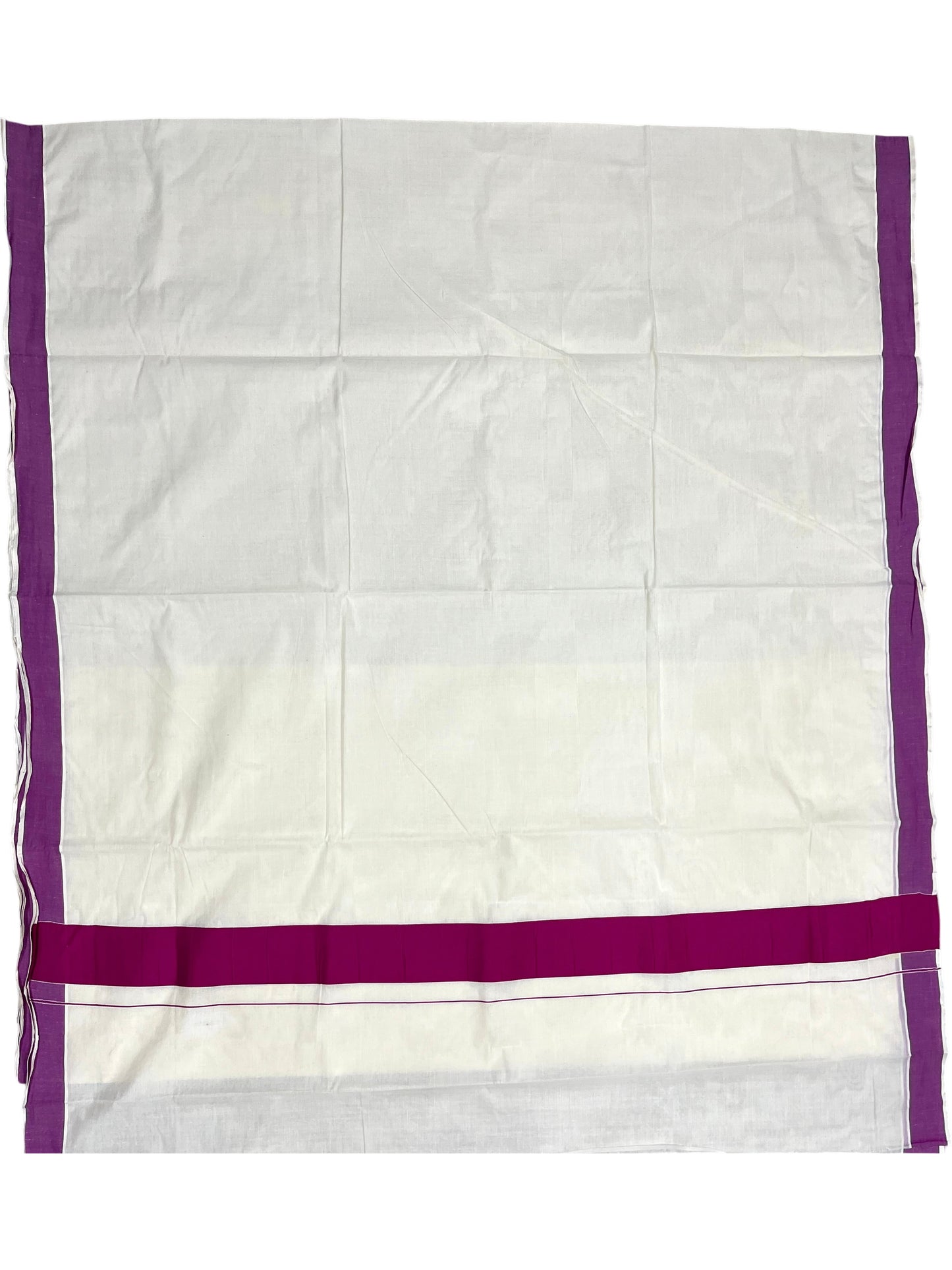 Southloom Kerala Pure Cotton Plain Kasavu Saree with Magenta Border 3 inch