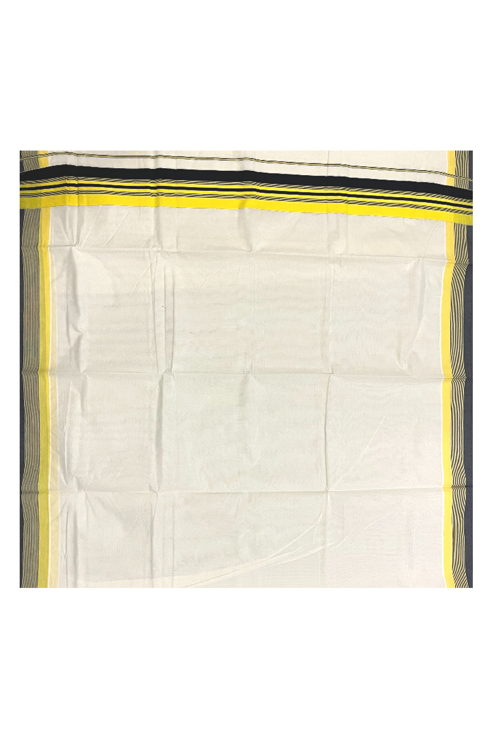 Pure Cotton Kerala Saree with Plain Black and Yellow Border