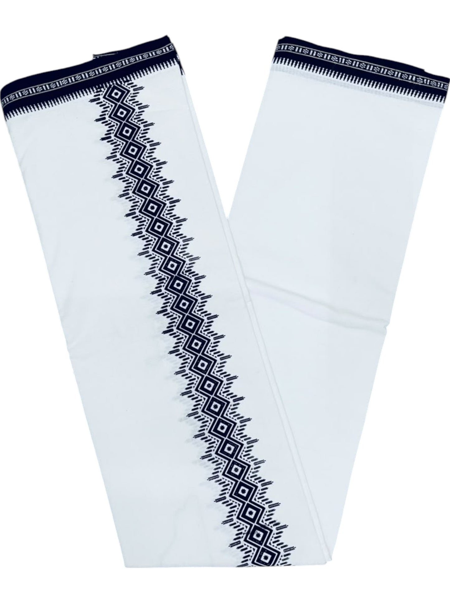 Southloom White Black Printed Single Mundu / Otta Mundu / Lungi (South Indian Kerala Dhoti)