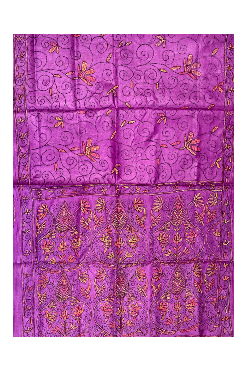 Southloom Kantha Thread Work Designer Violet Saree