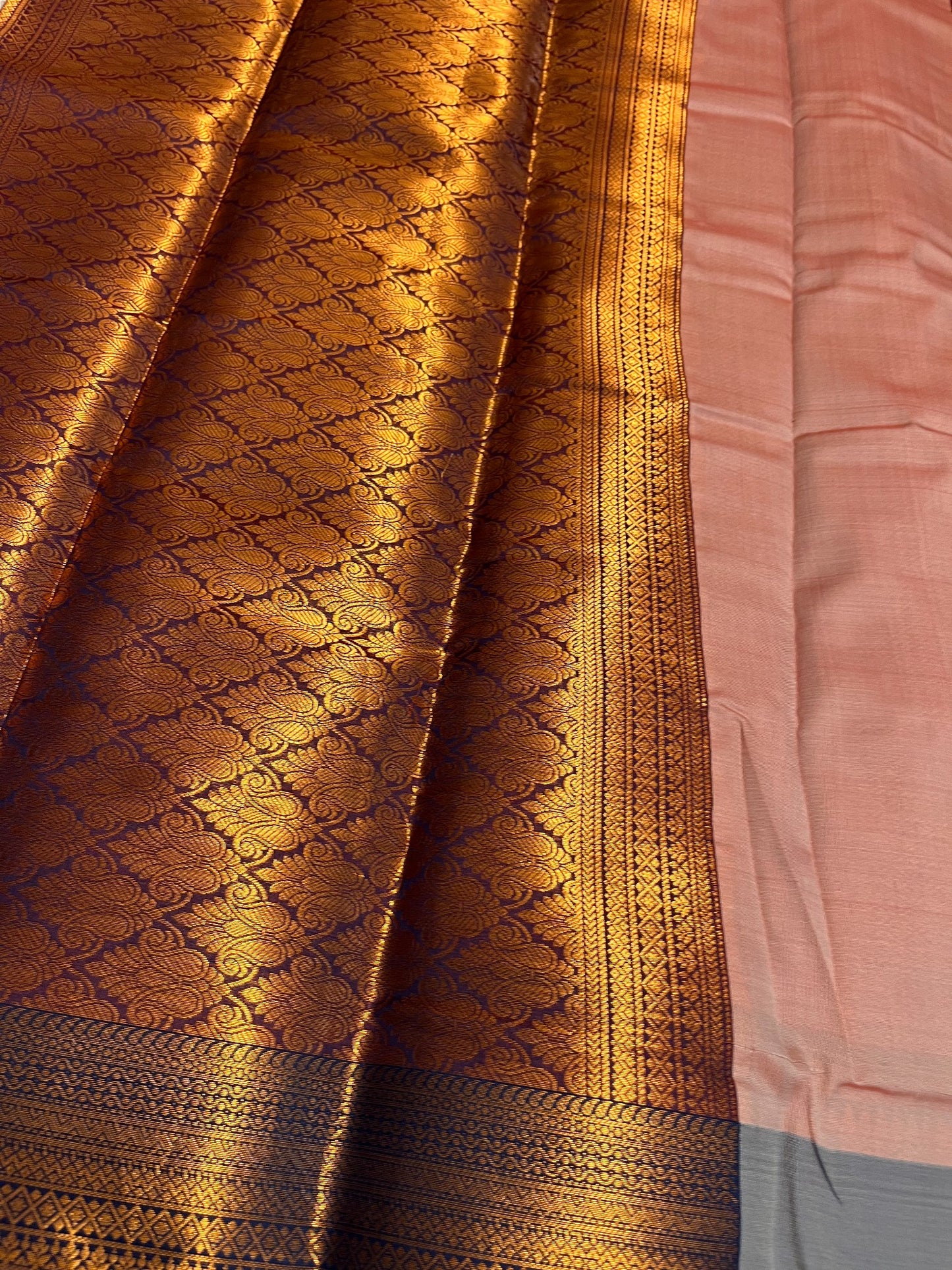 Southloom Premium Semi Silk Zari Work Brocade Saree in Bridal Peach with Matching Pallu