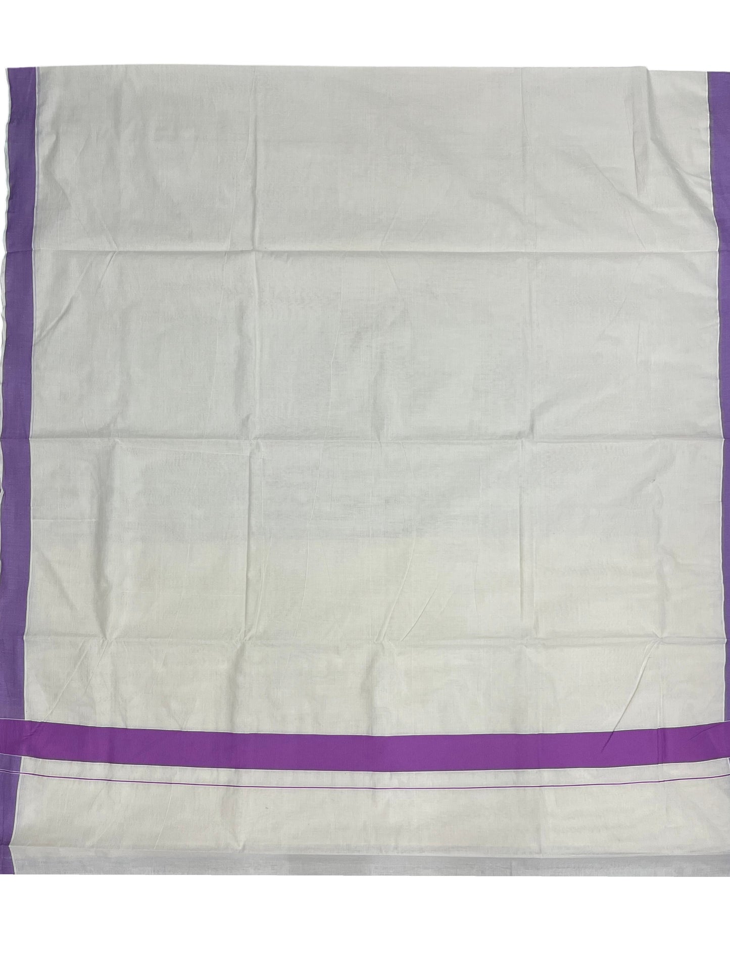 Southloom Pure Cotton Kerala Saree with Lavender Plain Border
