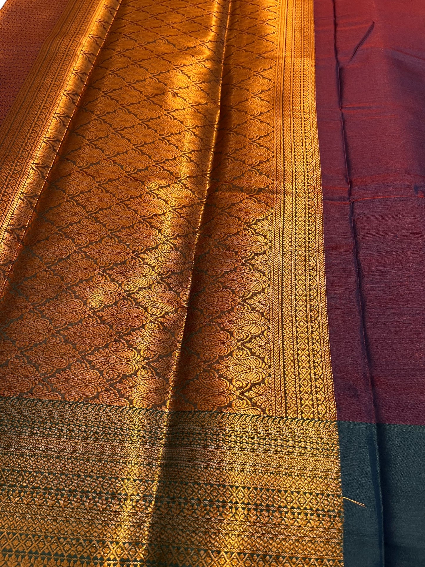 Southloom Premium Semi Silk Zari Work Brocade Saree in Bridal Maroon with Matching Pallu
