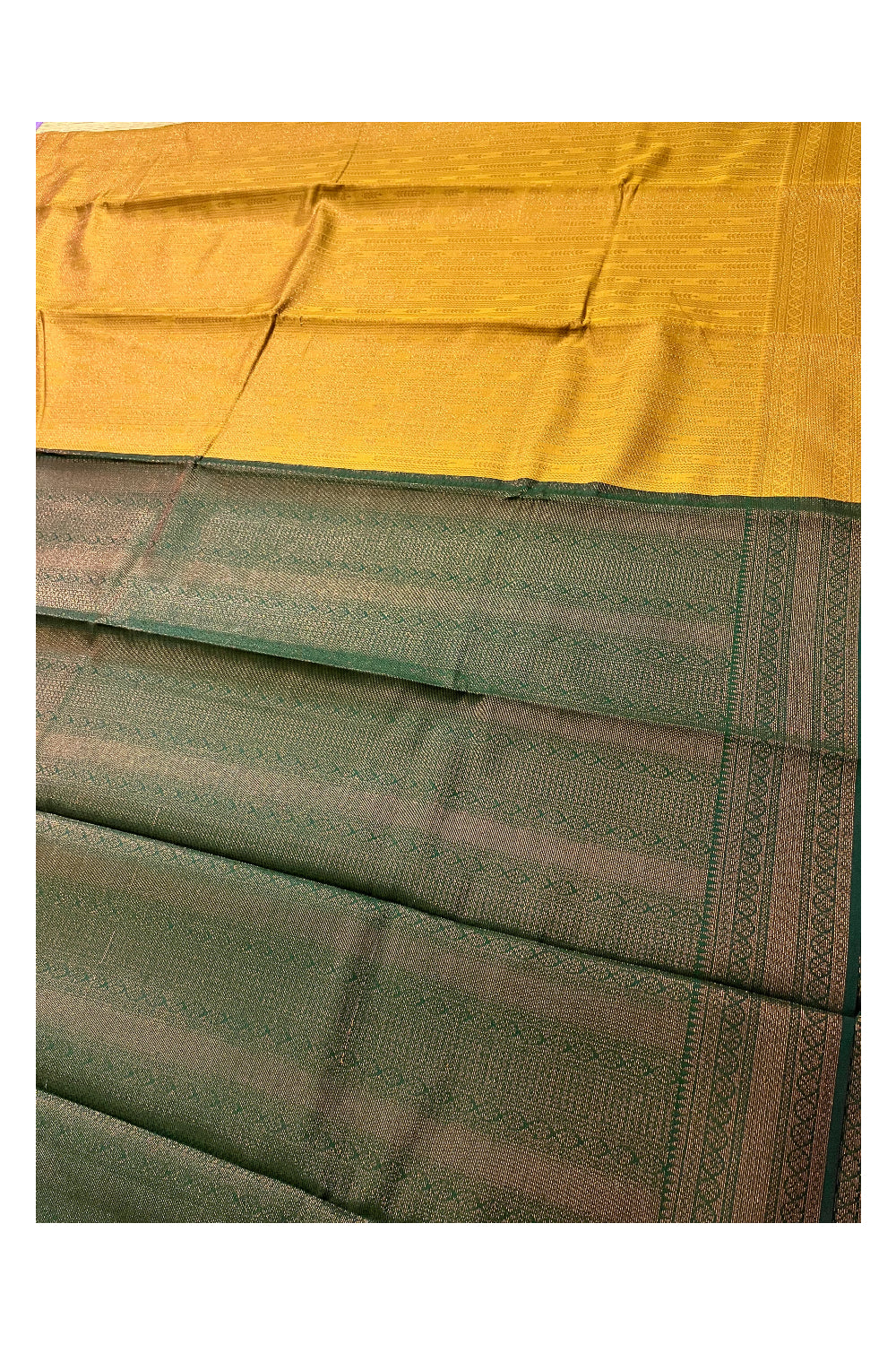 Southloom Art Silk Yellow Designer Woven Saree with Green Pallu