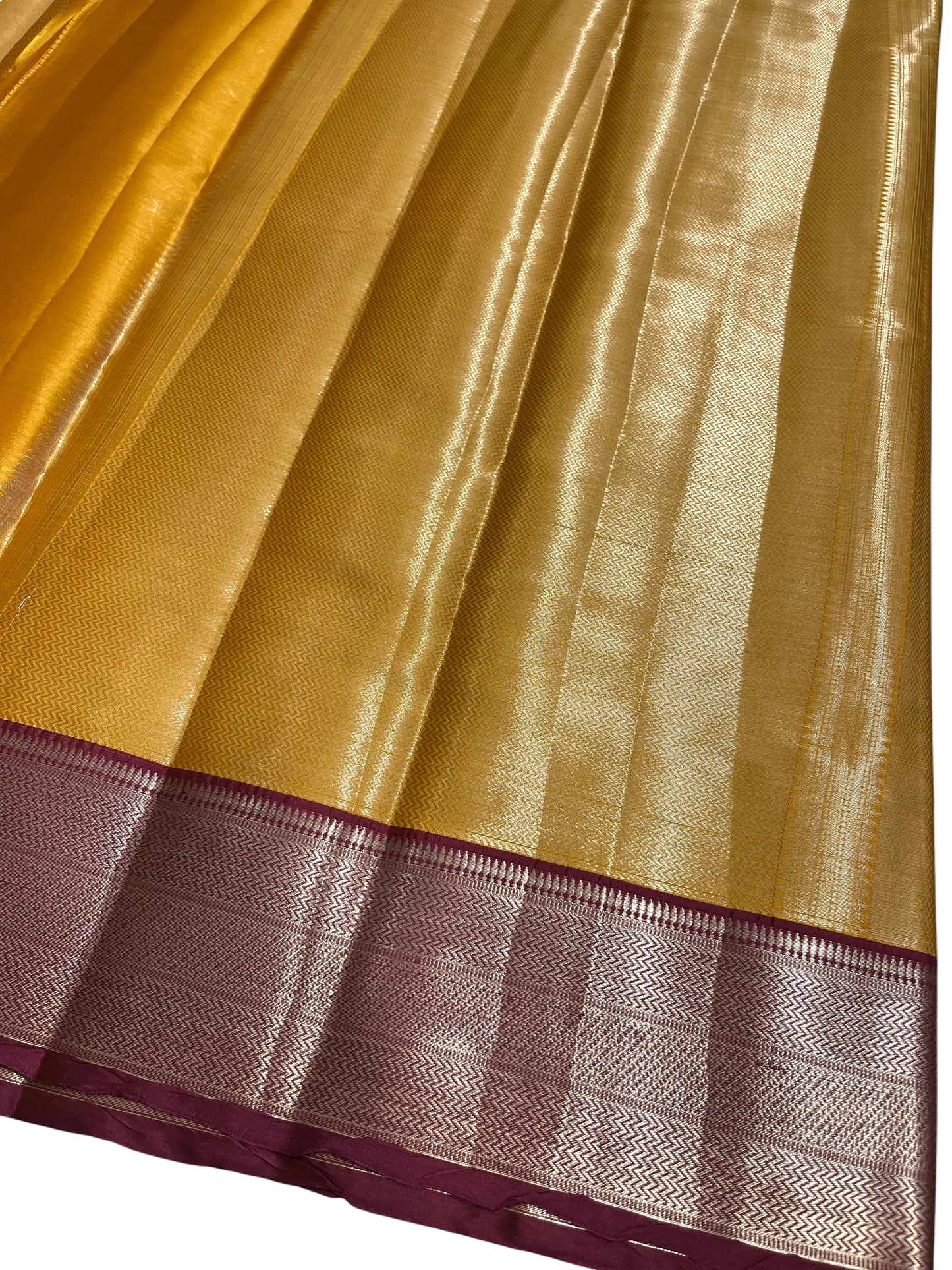 Southloom Tissue Silk Saree with Woven Work on Body and Borders (Golden & Magenta)